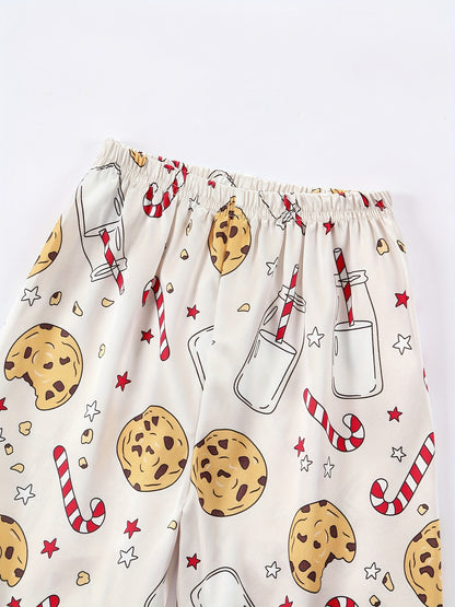 Kids' Long Sleeve Button-Up Pajama Set – Christmas Design