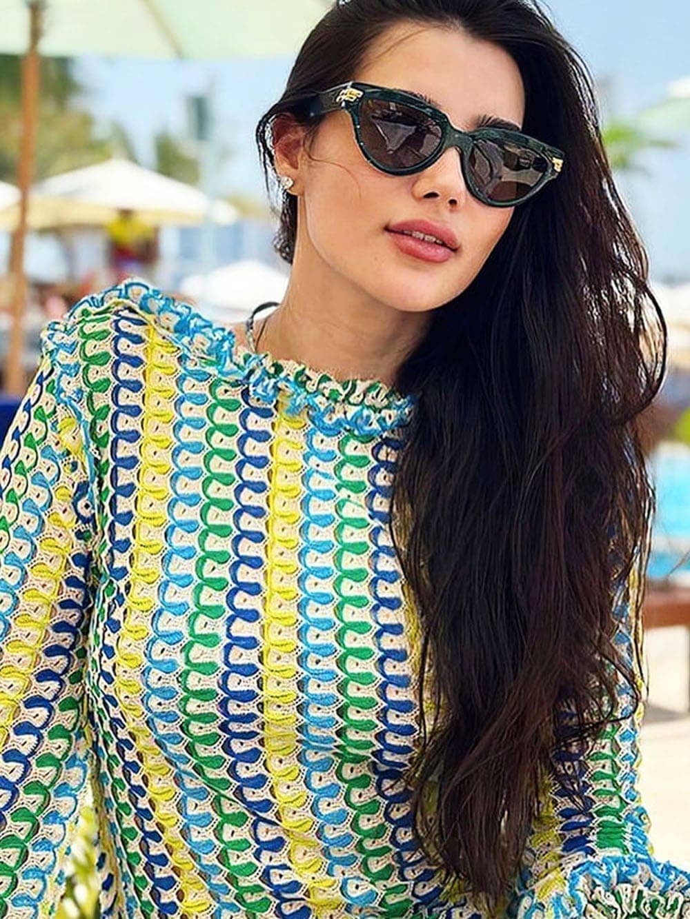 Vibrant Crochet Maxi Dress for Vacation