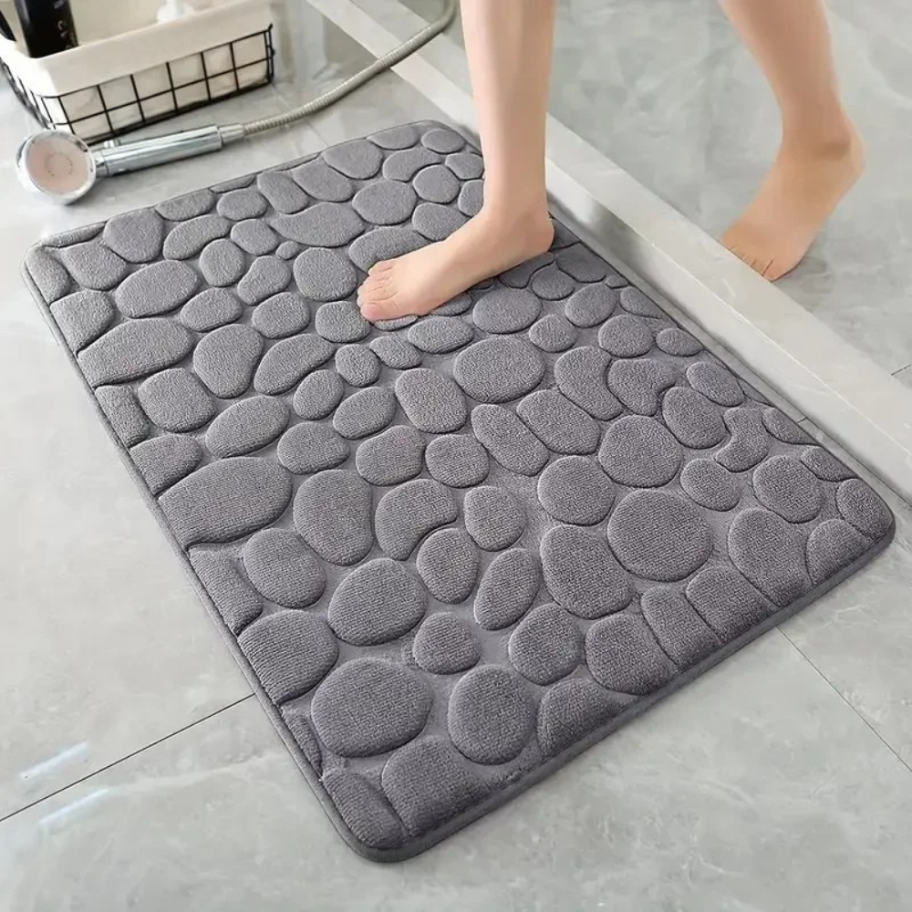 Non-Slip 3D Cobblestone Memory Foam Bath Mat