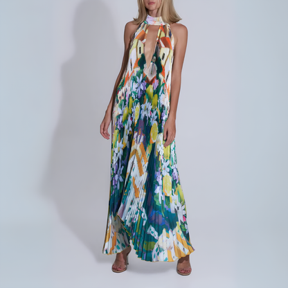 Vibrant Halter Neck Maxi Dress