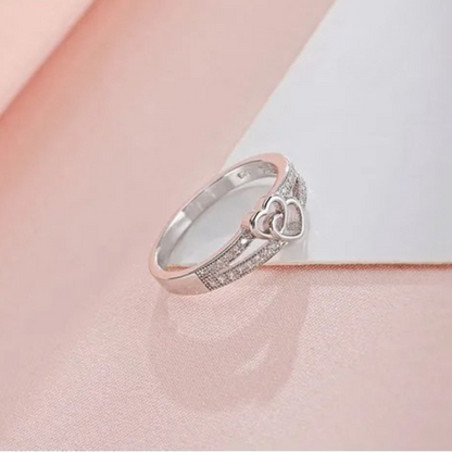 925 Sterling Silver Cross Love Heart Ring