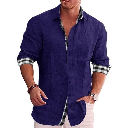 Men's Long Sleeve Shirt with Classic Collar