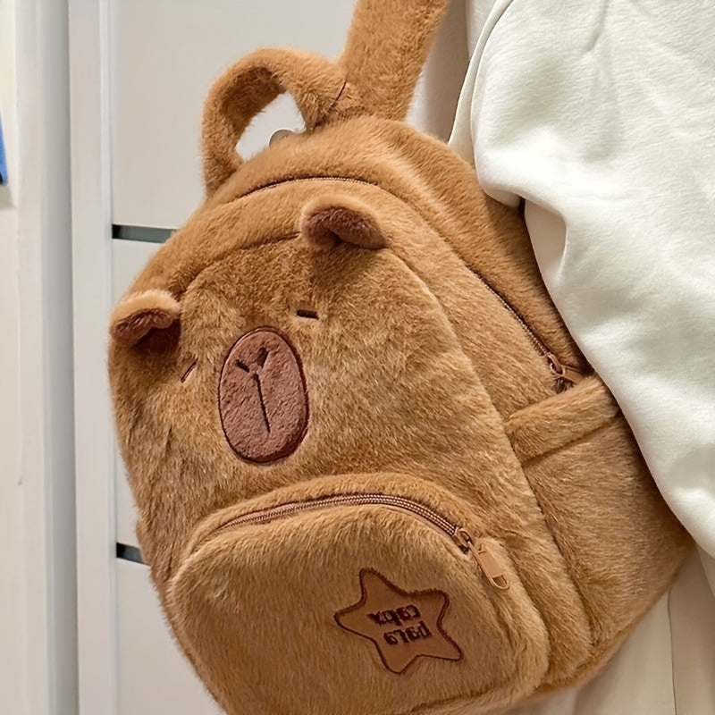 Capybara Plush Backpack – Compact Casual Design