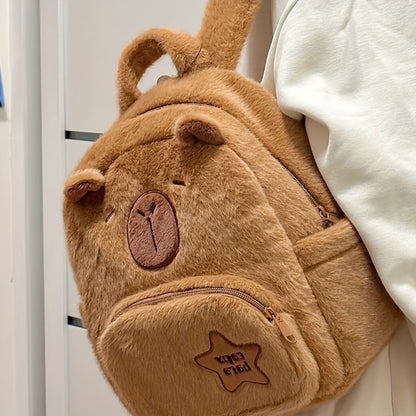 Capybara Plush Backpack – Compact Casual Design