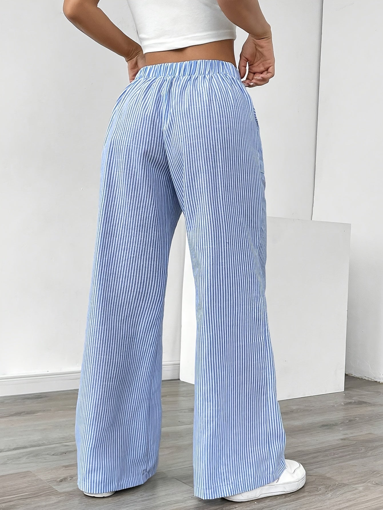 Striped Wide Leg Casual Pants for Women
