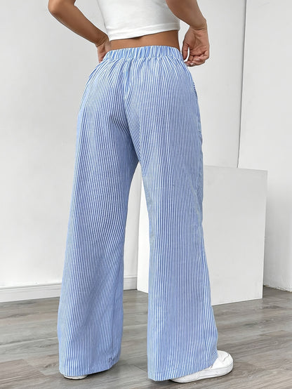 Striped Wide Leg Casual Pants for Women