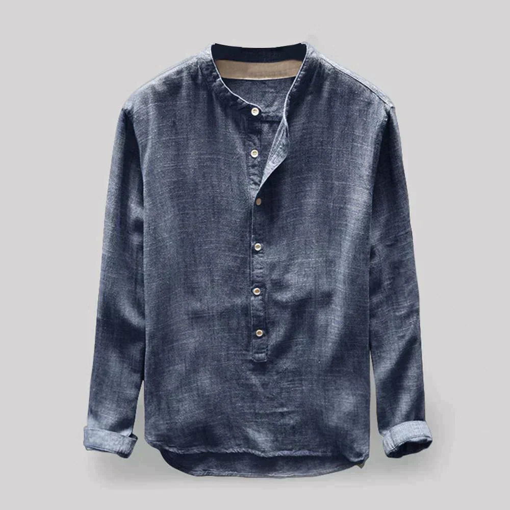 Men's Long Sleeve Casual Linen Shirt