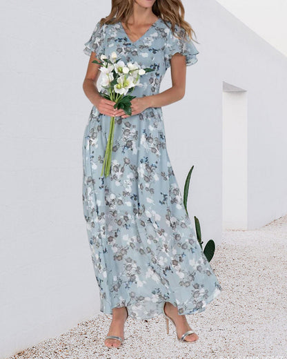 Chic Floral Chiffon Maxi Dress for Summer