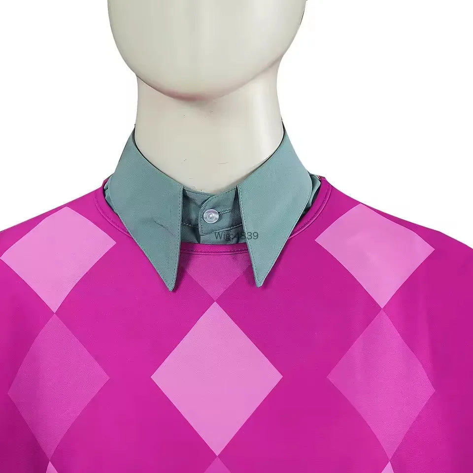 Baby Saja Boys Cosplay Costume – Pink Argyle Sweater Set with Wig