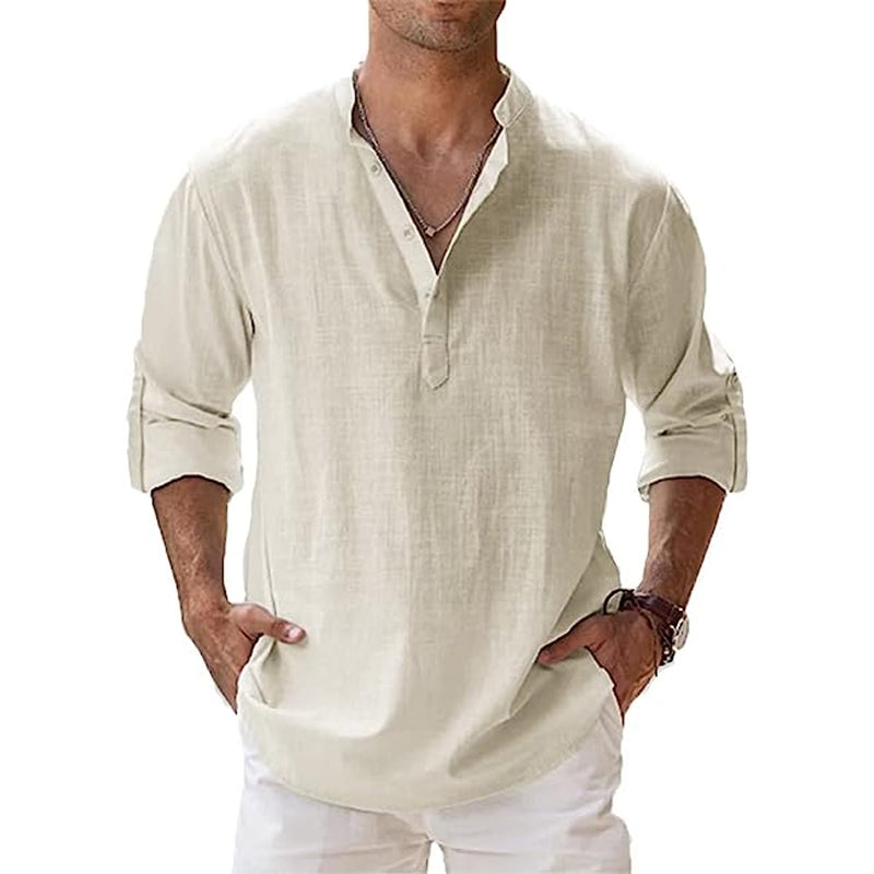Men's Lightweight Henley Shirt with Button Placket
