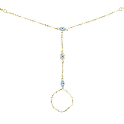 Enamel Evil Eye Hand Chain Bracelet