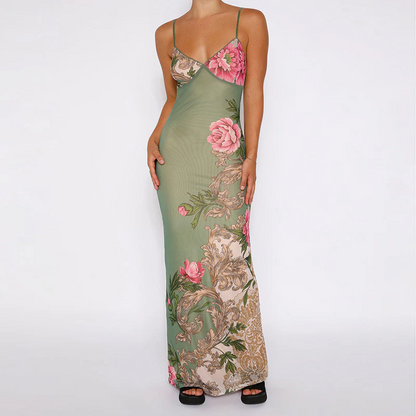 Floral V-Neck Maxi Dress - Summer Elegance