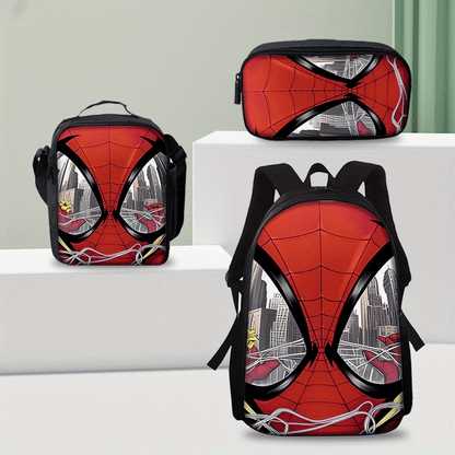 3-Piece Backpack Set with Red Web Design