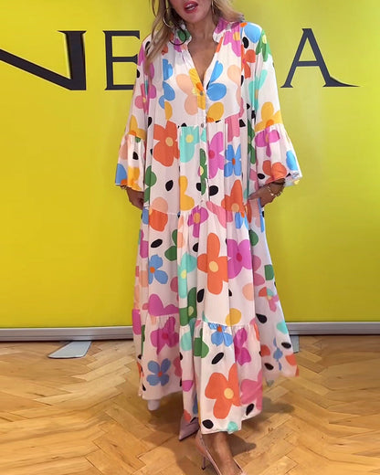Chic Noa™ Floral Maxi Dress with Bell Sleeves