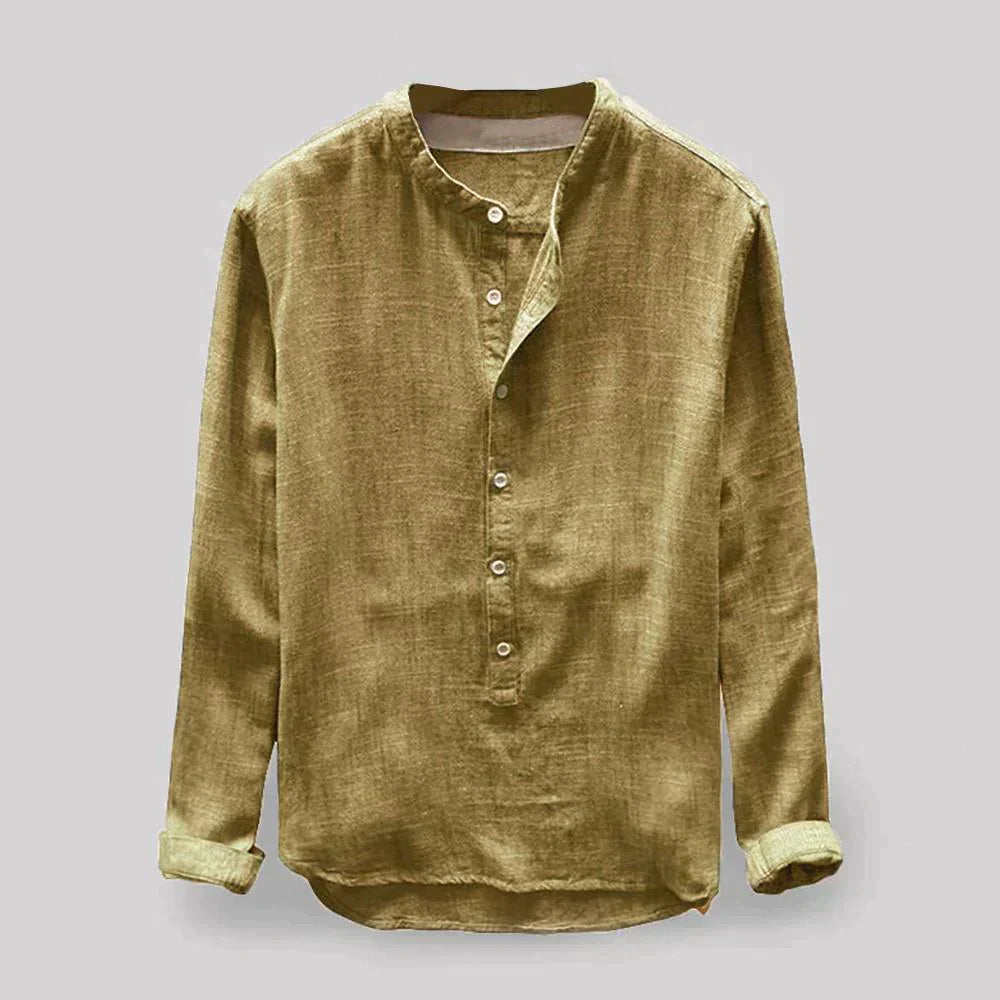 Men's Long Sleeve Casual Linen Shirt