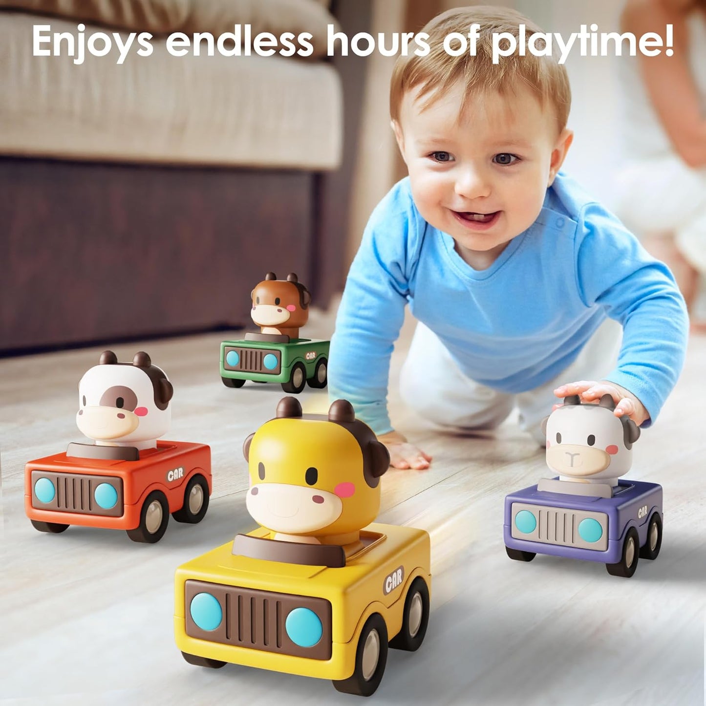 iPlay Press & Go Animal Cars for Toddlers 1–3