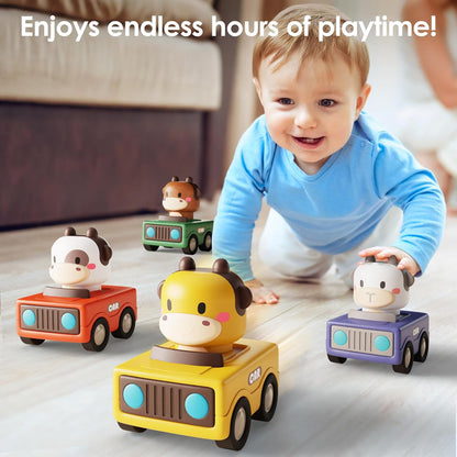 iPlay Press & Go Animal Cars for Toddlers 1–3