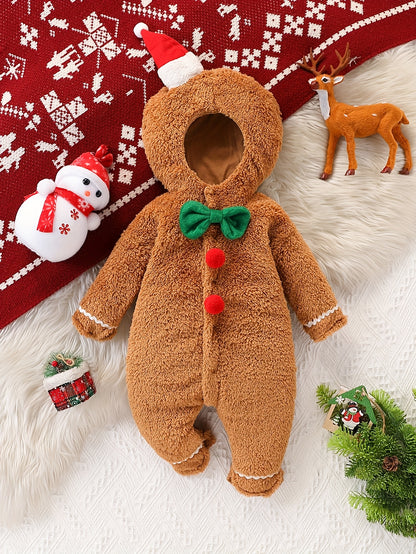 Hooded Baby Jumpsuit with Holiday-Inspired Design