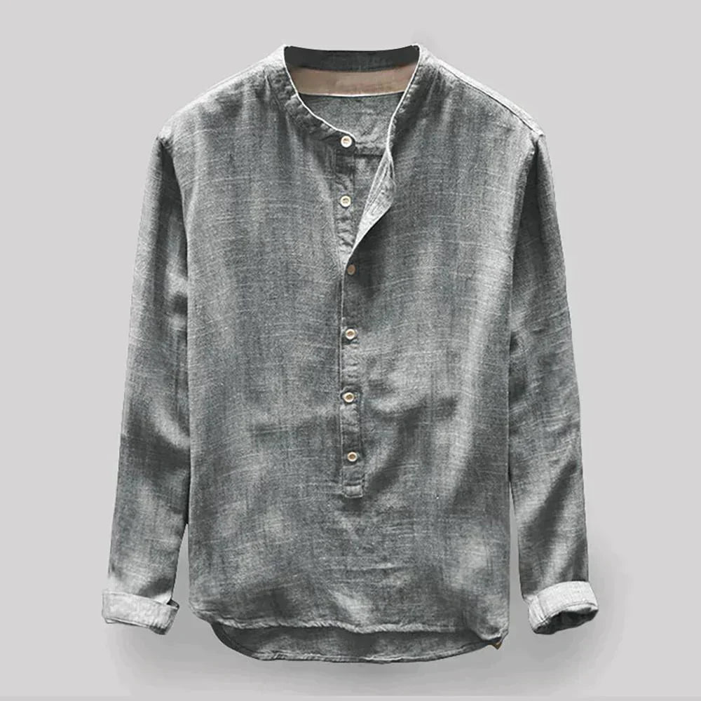 Men's Long Sleeve Casual Linen Shirt