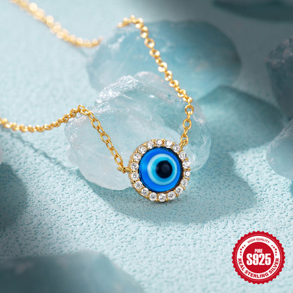 925 Silver Evil Eye Diamond Necklace Set