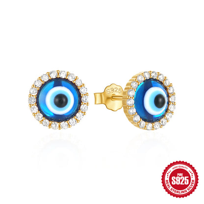 925 Silver Evil Eye Diamond Necklace Set