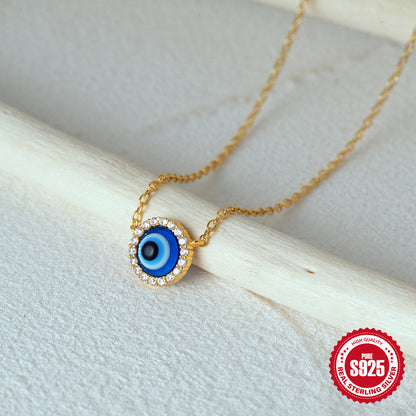 925 Silver Evil Eye Diamond Necklace Set