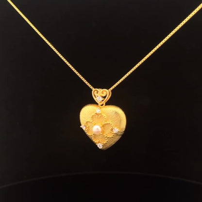 925 Silver Gold Heart Necklace