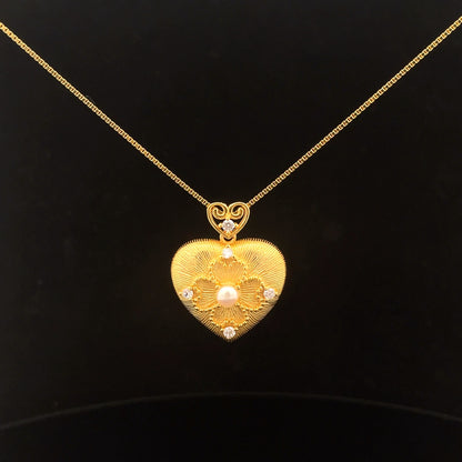 925 Silver Gold Heart Necklace