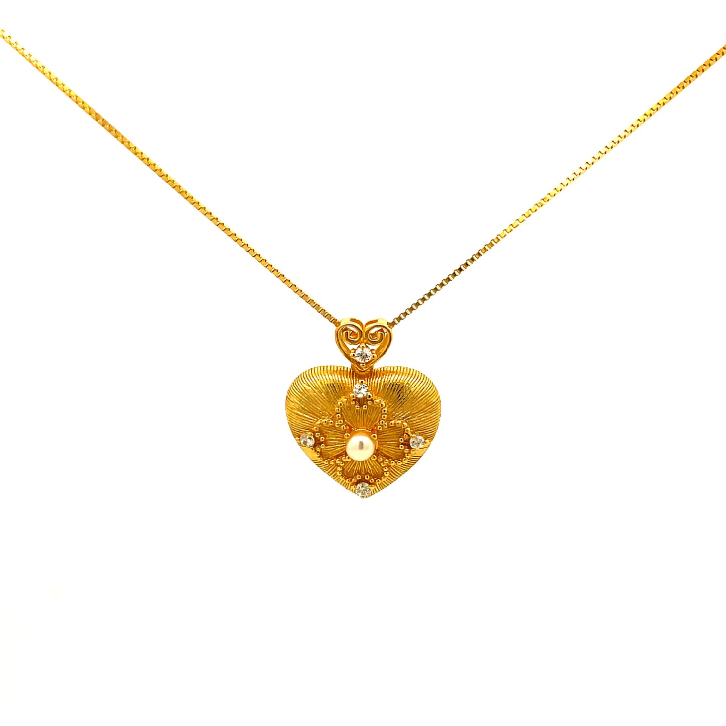 925 Silver Gold Heart Necklace