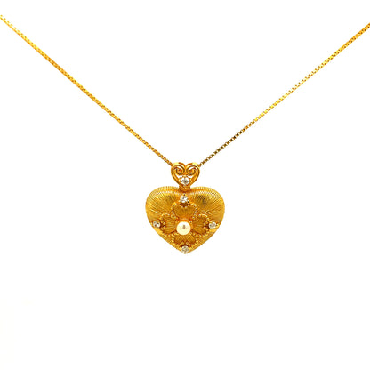 925 Silver Gold Heart Necklace