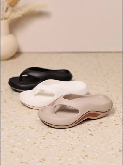 Women’s Casual Platform Flip-Flops with Wide Strap Design
