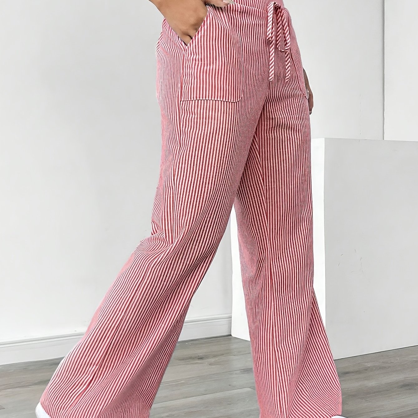 Striped Wide Leg Casual Pants for Women