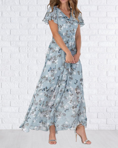 Chic Floral Chiffon Maxi Dress for Summer