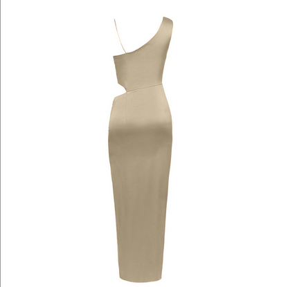 Chic Chocolate Brown Asymmetrical Maxi Dress