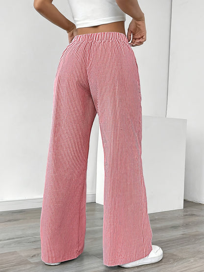 Striped Wide Leg Casual Pants for Women