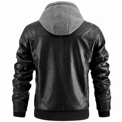 Men's Casual Zip-Up Hooded Jacket with Multiple Pockets