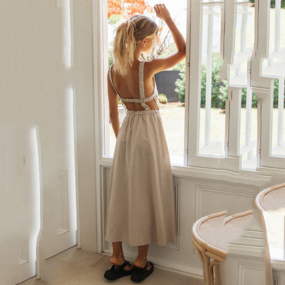 Chic Backless Maxi Dress for Elegance