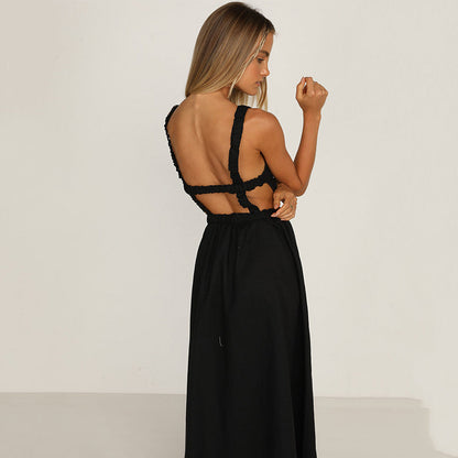 Chic Backless Maxi Dress for Elegance