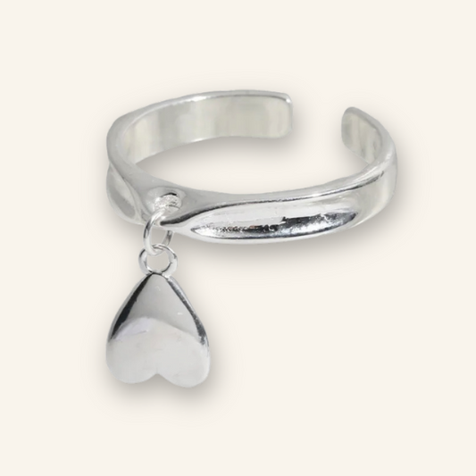 Graceful Silver Pendant Heart Ring