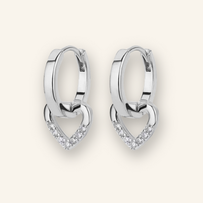 Golden Spark Zircon Heart Earrings