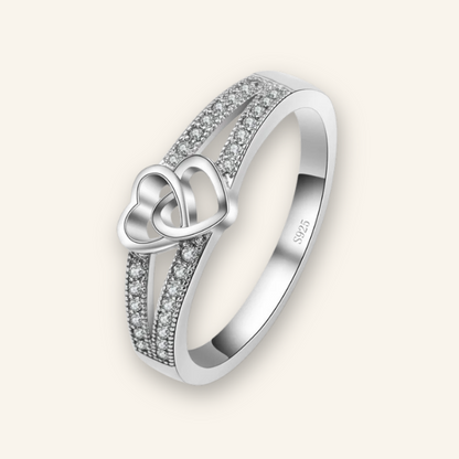 925 Sterling Silver Cross Love Heart Ring