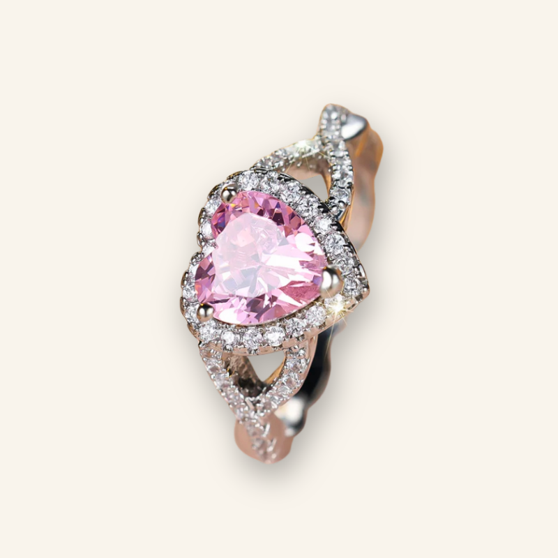 Pink Zircon Embrace Heart Ring