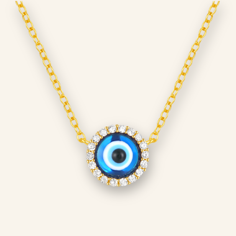 925 Silver Evil Eye Diamond Necklace Set