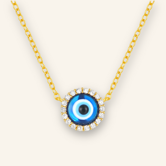 925 Silver Evil Eye Diamond Necklace Set