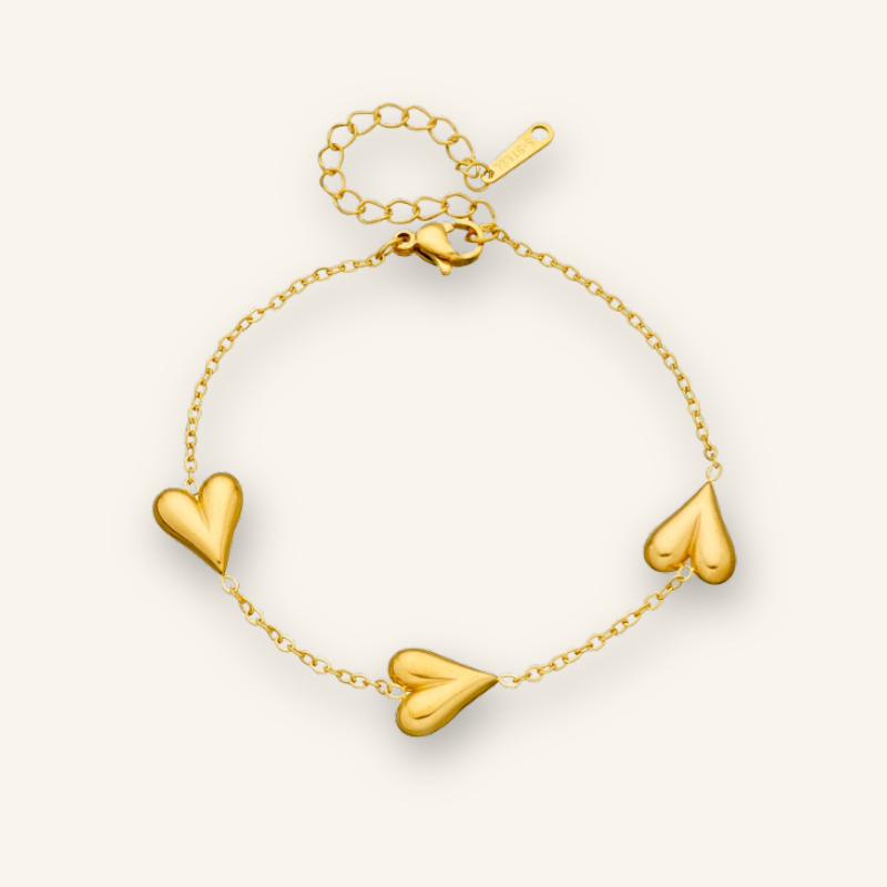 Golden Vintage Stainless Steel Heart Bracelet