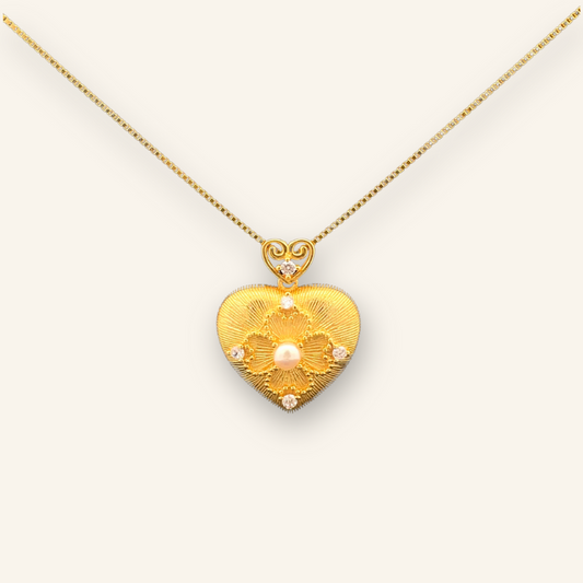 925 Silver Gold Heart Necklace