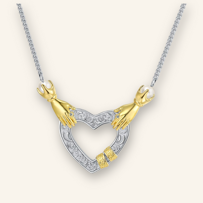 Dual-Tone Heart Pendant Necklace