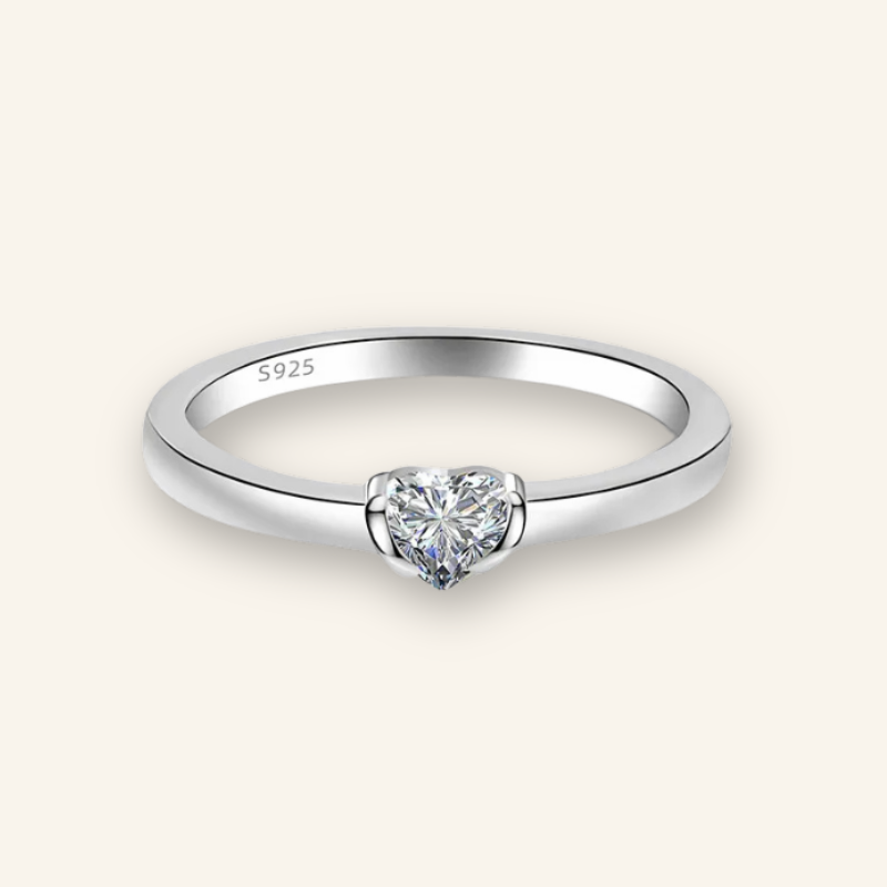 Classic Spark Heart Solitaire Ring