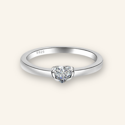 Classic Spark Heart Solitaire Ring