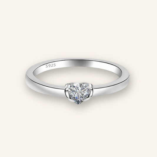 Classic Spark Heart Solitaire Ring